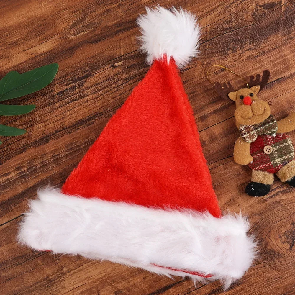 Plush Christmas Santa Hat for Adults & Kids