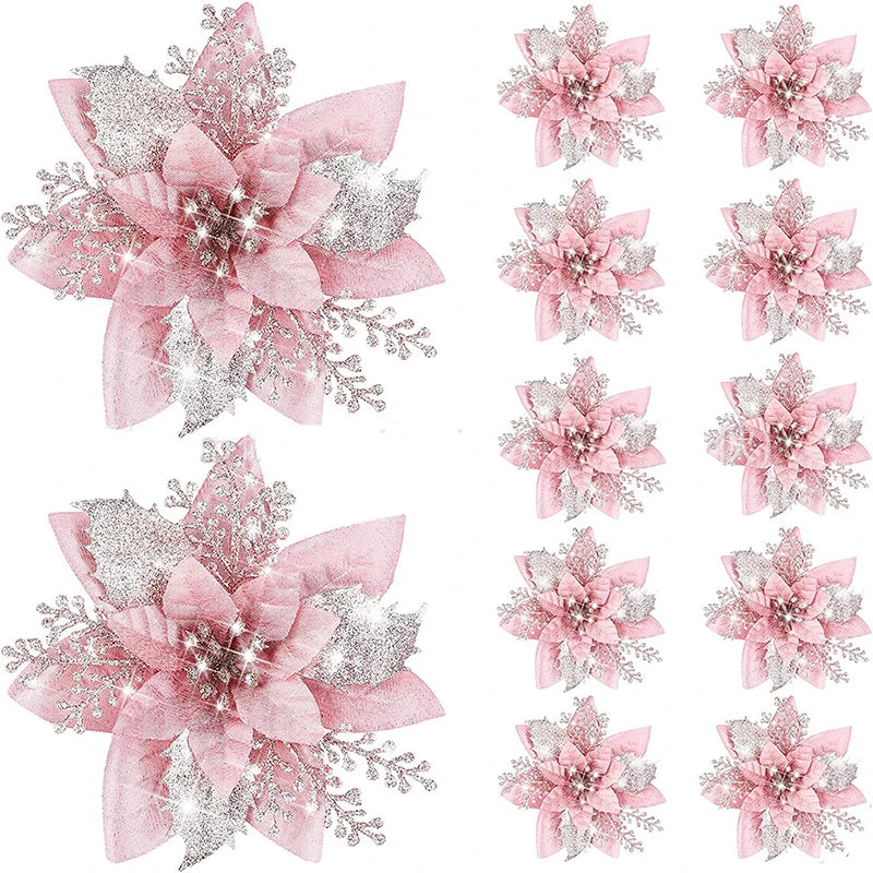 Glitter Artificial Christmas Flowers