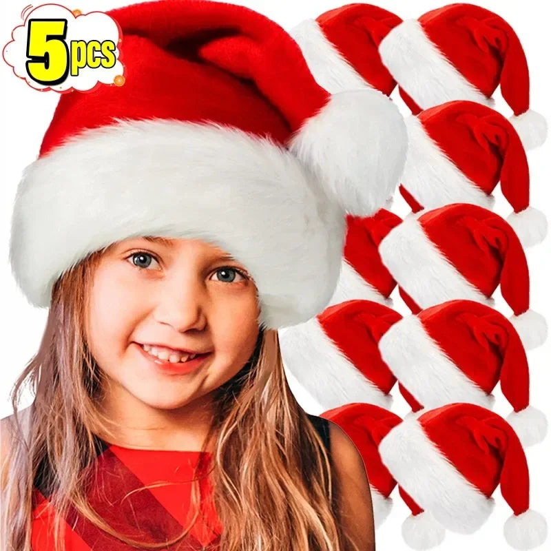 Plush Christmas Santa Hat for Adults & Kids