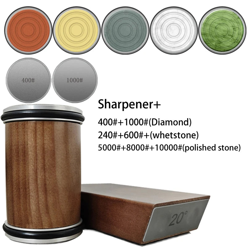 Rolling Knife Sharpener with Magnetic Holder & Diamond Sharpening Stone