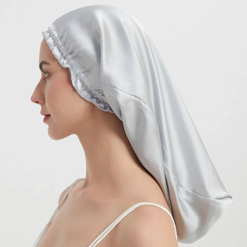 Silk Long Hair Wrap Bonnet  Night Sleeping Cap