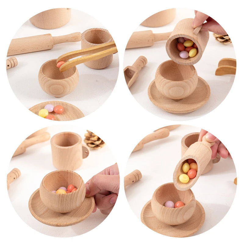 Wooden Simulated Kitchen & Tea Set