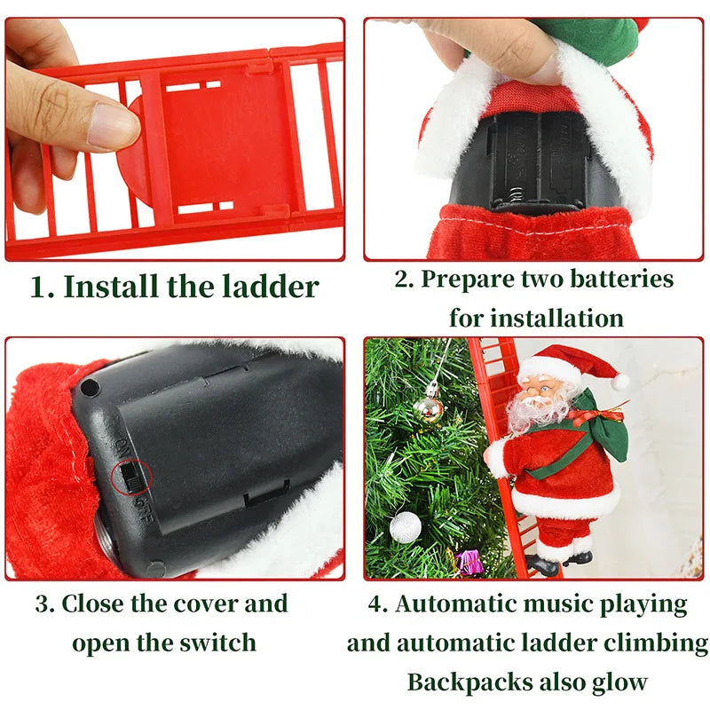 Santa Claus Climbing Ladder