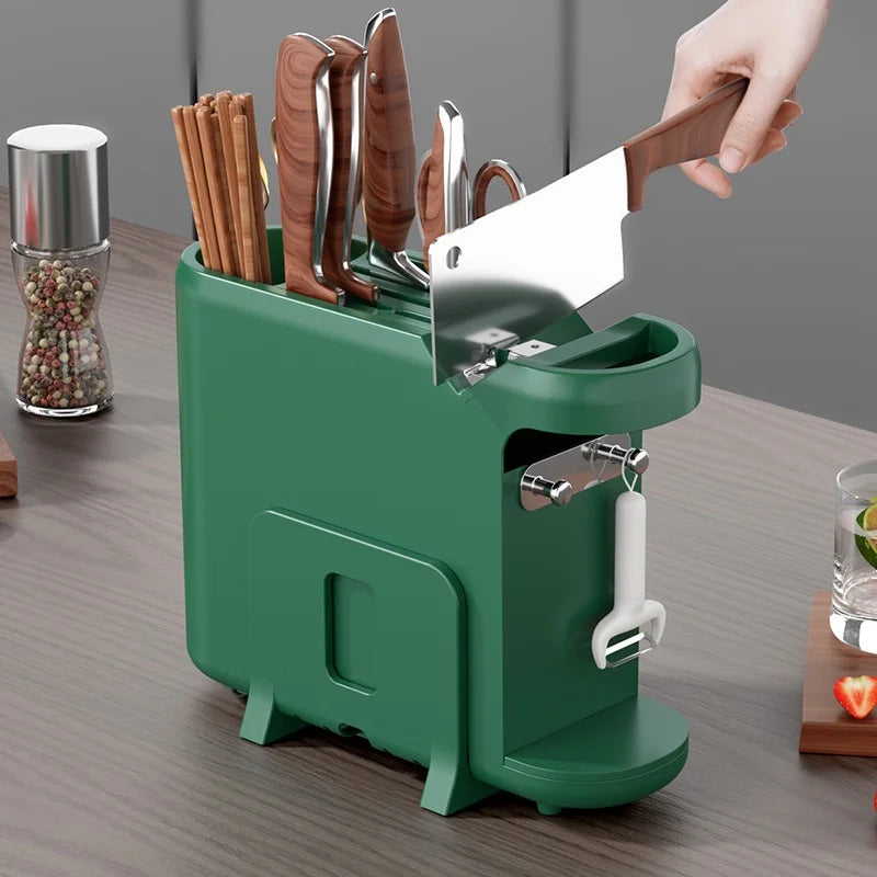 Multifunction Knife Holder Cutting Board Stand and Kitchen Utensil Organizer