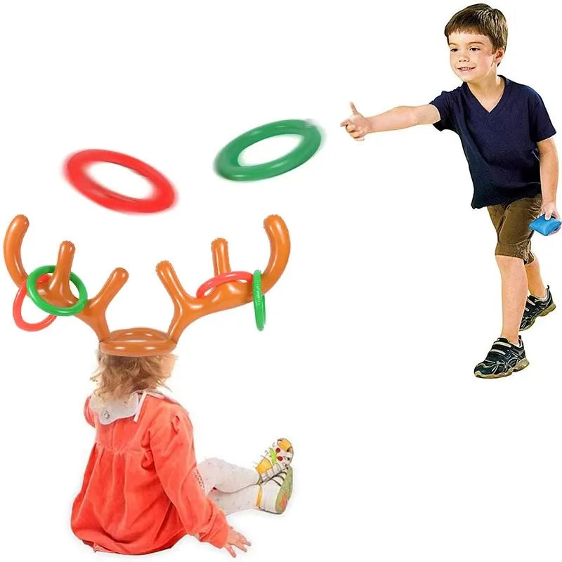 Christmas Inflatable Reindeer Antler Hat Ring Toss Game