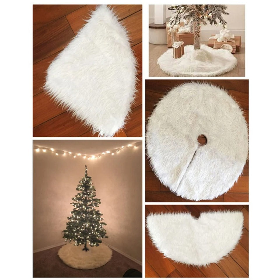 Plush Christmas Tree Skirt Base Mat