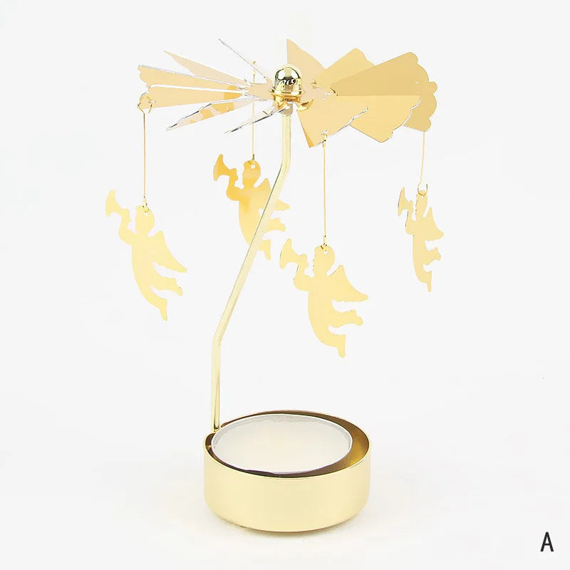 Gold Metal Carousel Rotating Candle Stand