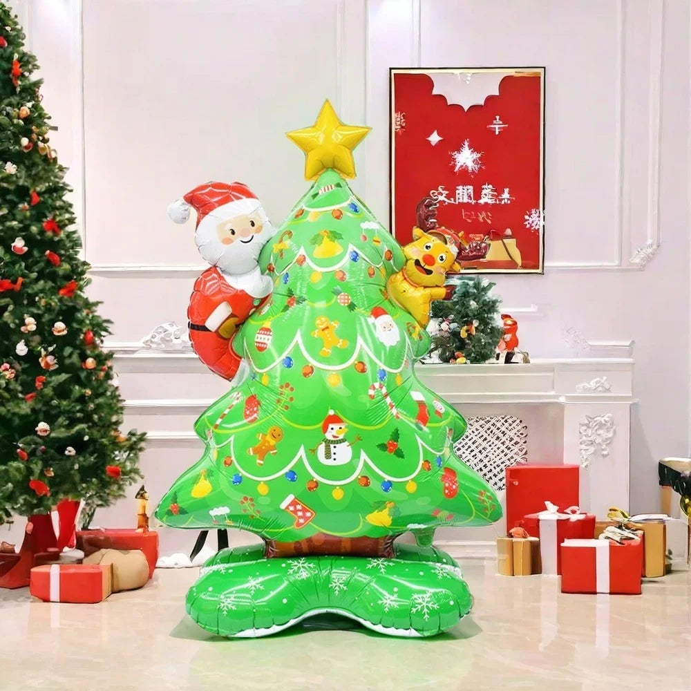 Large Inflatable Christmas Tree & Foil Balloons