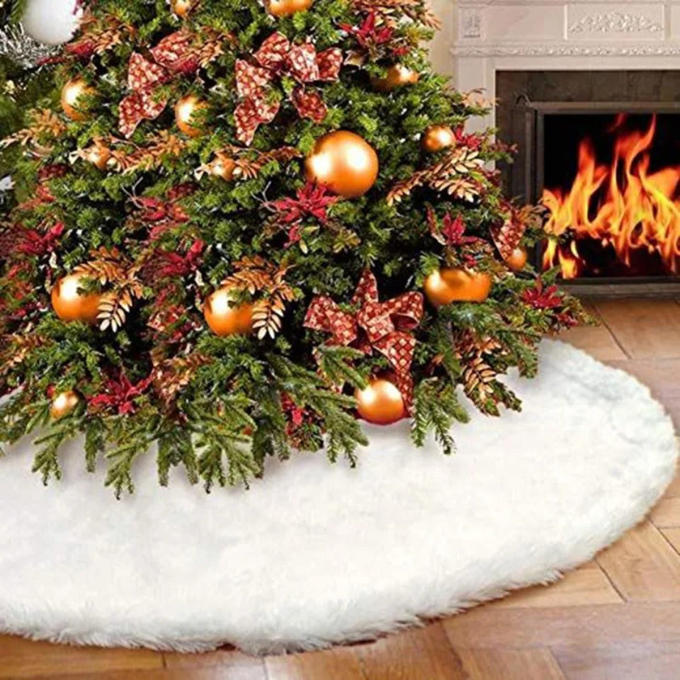 Plush Christmas Tree Skirt Base Mat