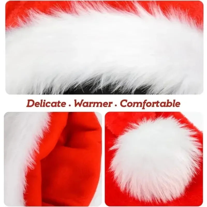 Plush Christmas Santa Hat for Adults & Kids