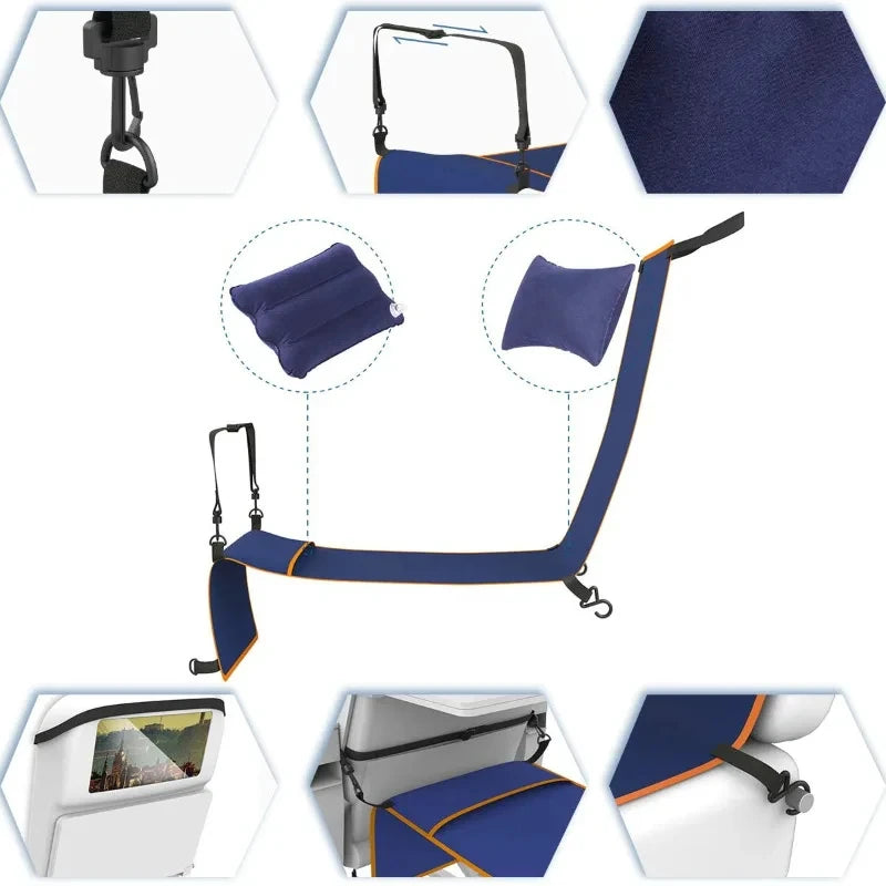 Portable Foot Hanger Hammock for Airplane, Train, Bus & Car