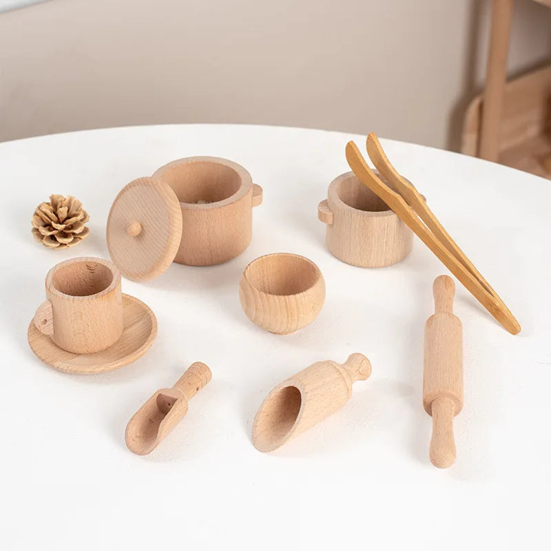 Wooden Simulated Kitchen & Tea Set