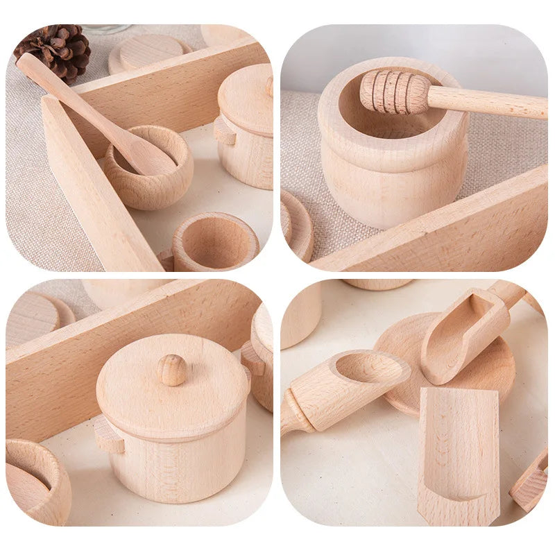 Wooden Simulated Kitchen & Tea Set