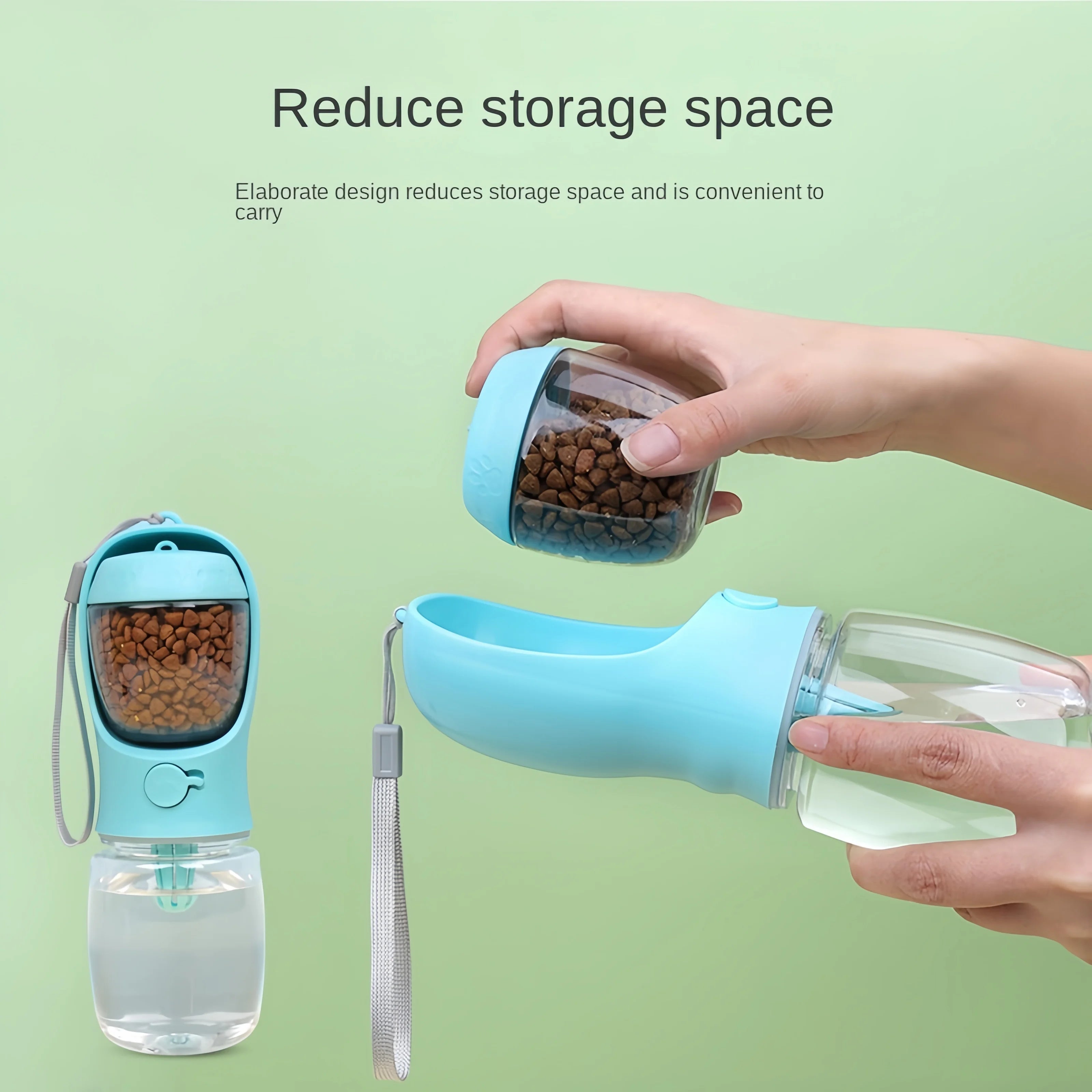 Portable Dog Cat Water Bottle with Storage Food