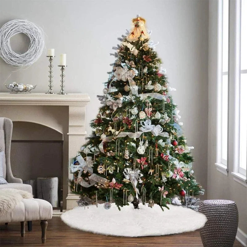 Plush Christmas Tree Skirt Base Mat