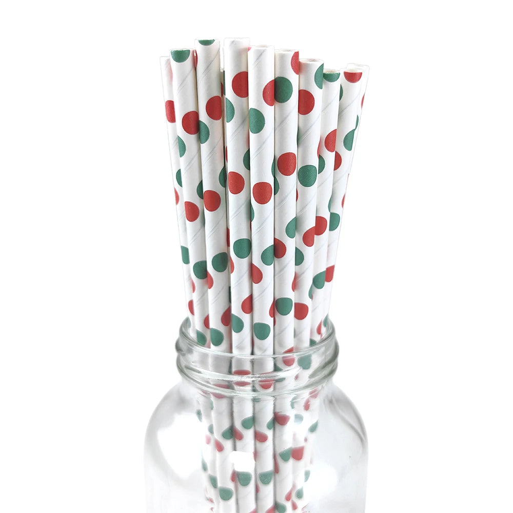 Christmas Paper Straws Biodegradable Xmas Designs