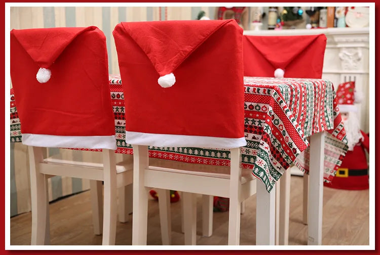 Santa Hat Chair Covers - Christmas Table & Home Decor