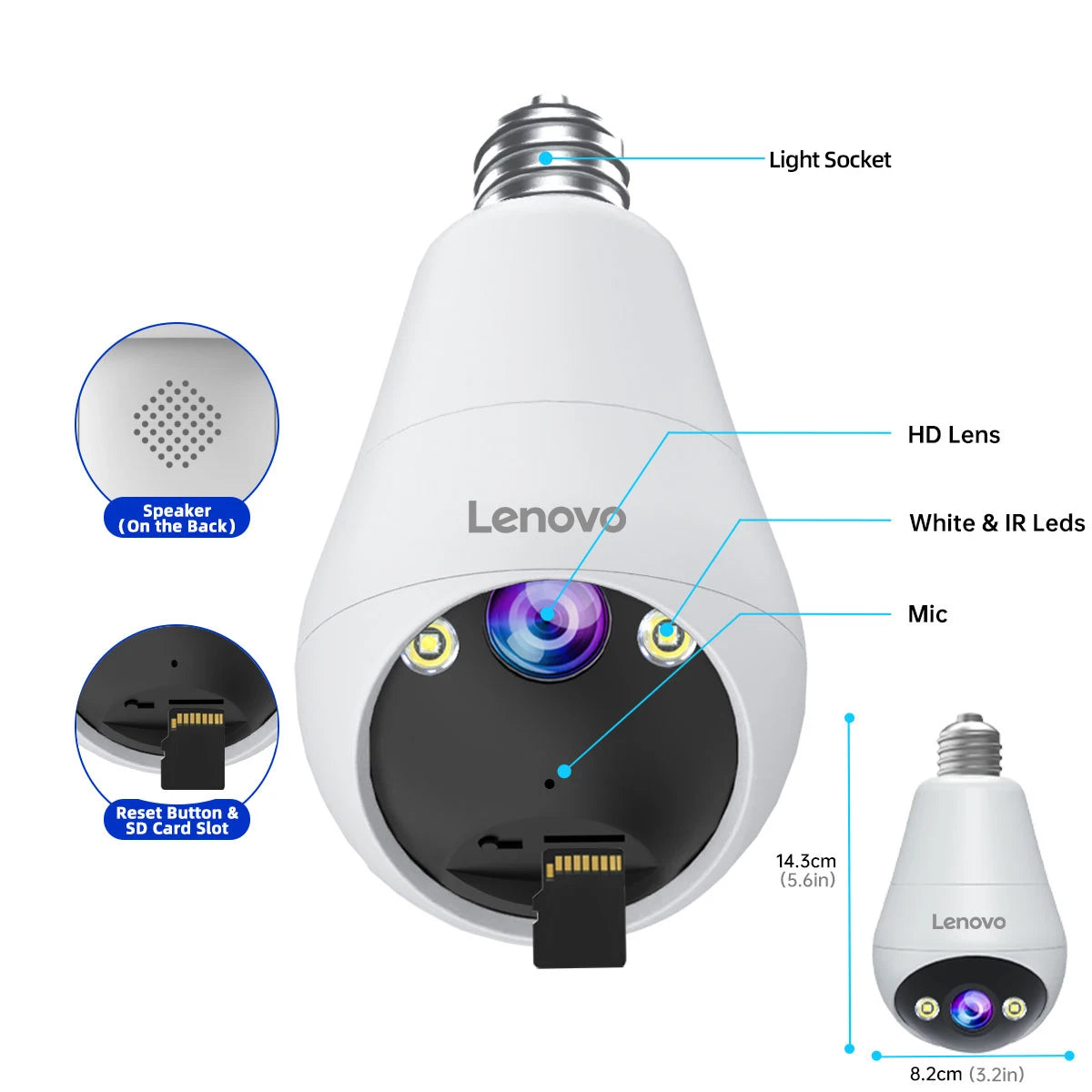 Lenovo WiFi E27 Bulb Surveillance Camera