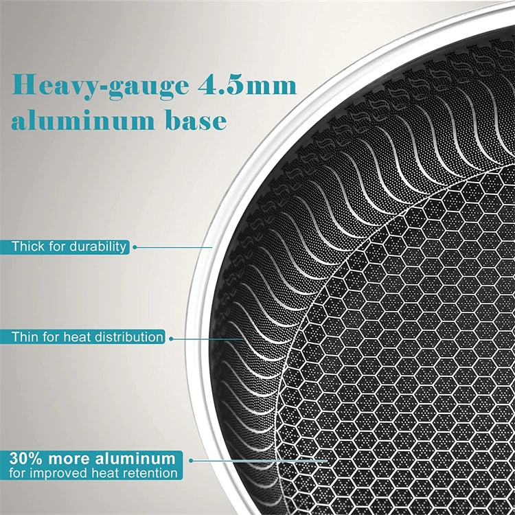 Stainless Steel Nonstick Honeycomb Frying Pan with Lid