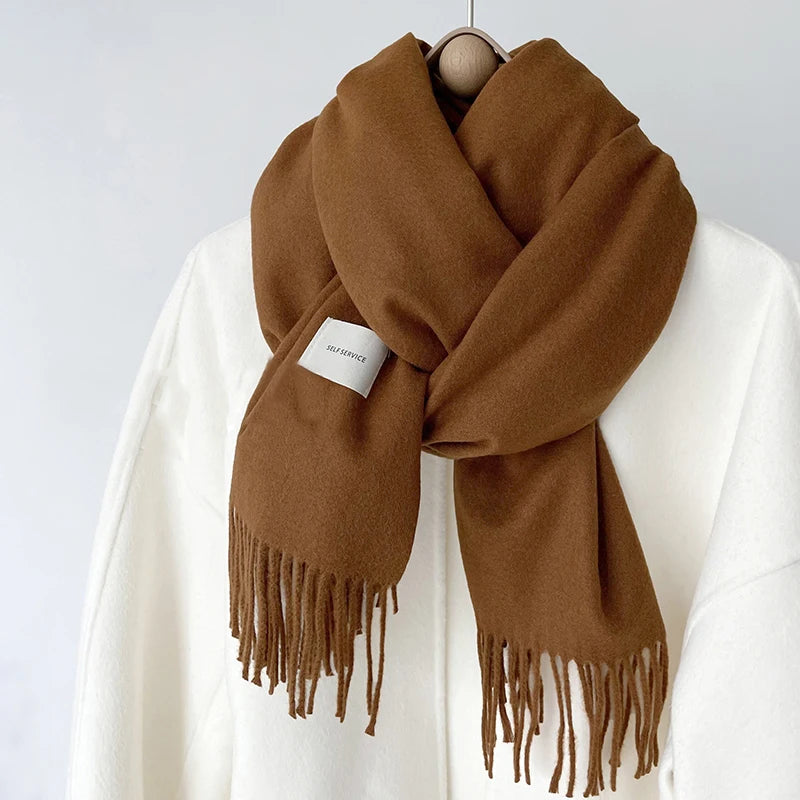 Women’s Winter Solid Color Scarf  Soft Cashmere Pashmina Shawl