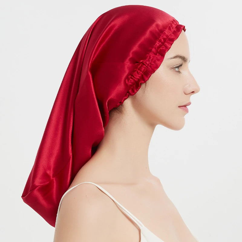 Silk Long Hair Wrap Bonnet  Night Sleeping Cap
