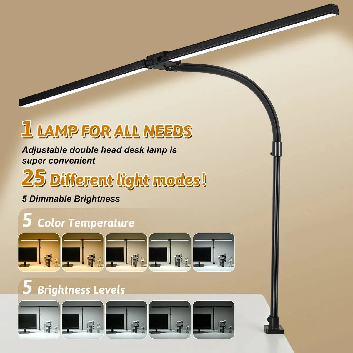 Single & Double Head Monitor  LED Clip Desk Lamp