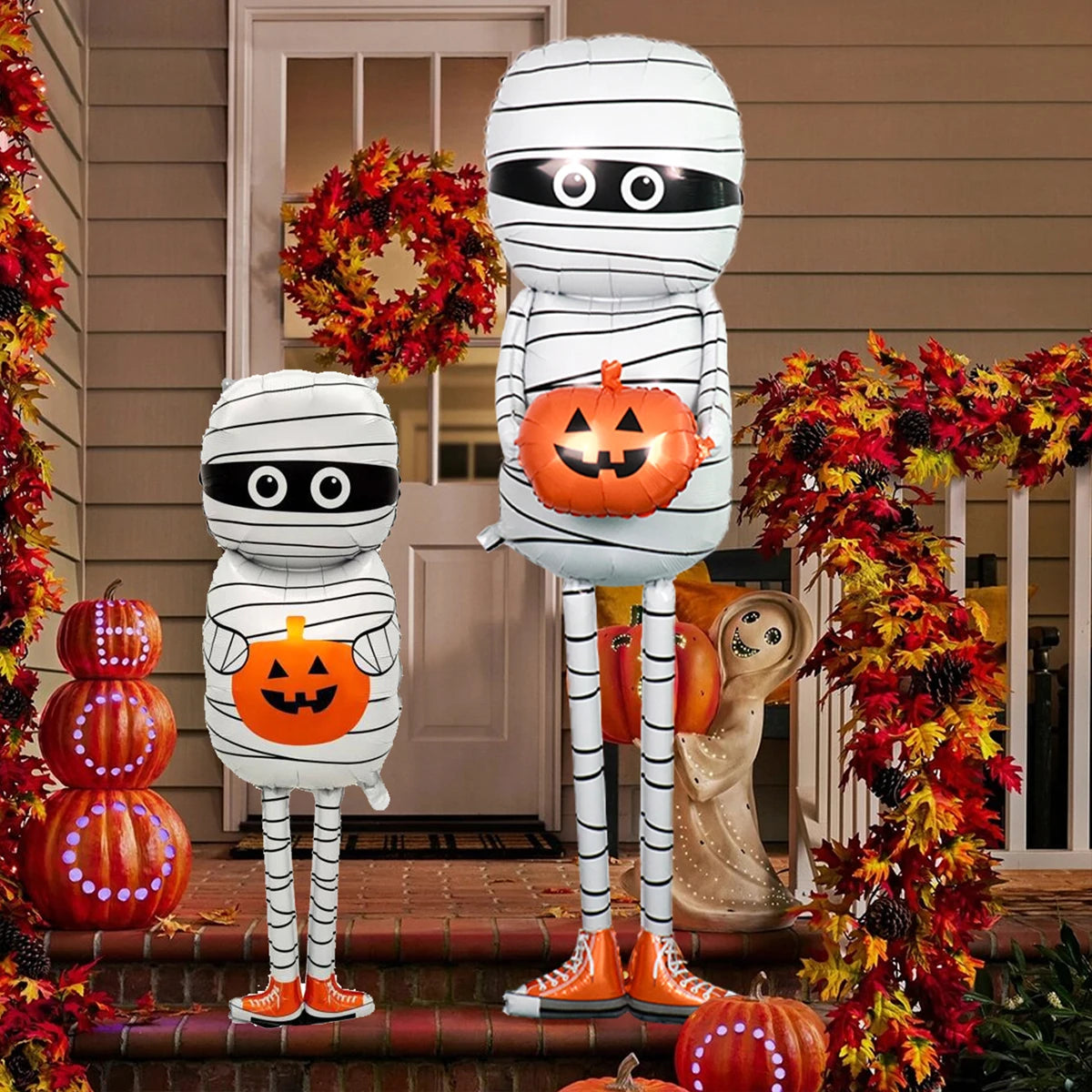 Halloween Mummy Holding Pumpkin Aluminum Foil Balloon