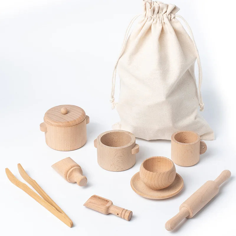 Wooden Simulated Kitchen & Tea Set