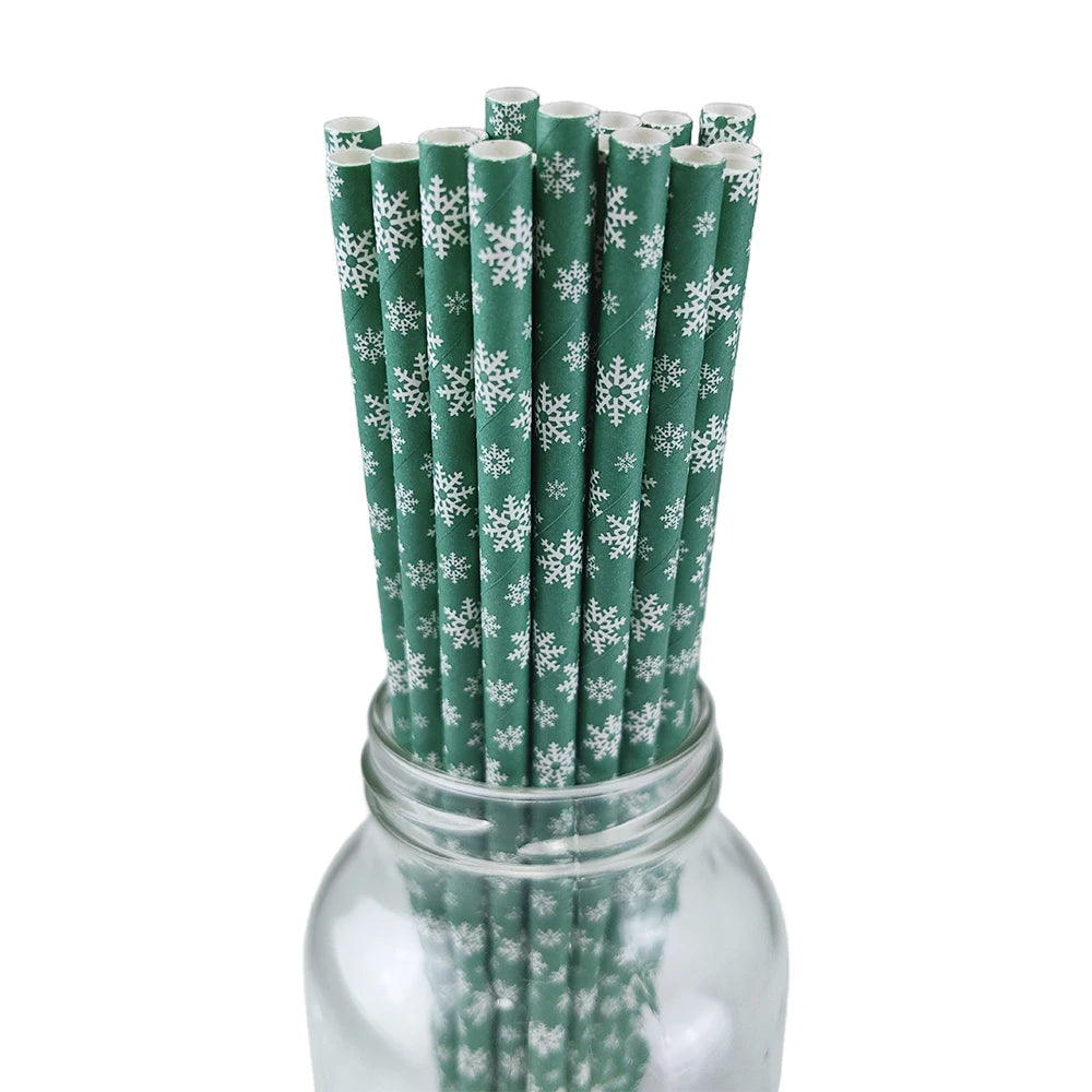 Christmas Paper Straws Biodegradable Xmas Designs