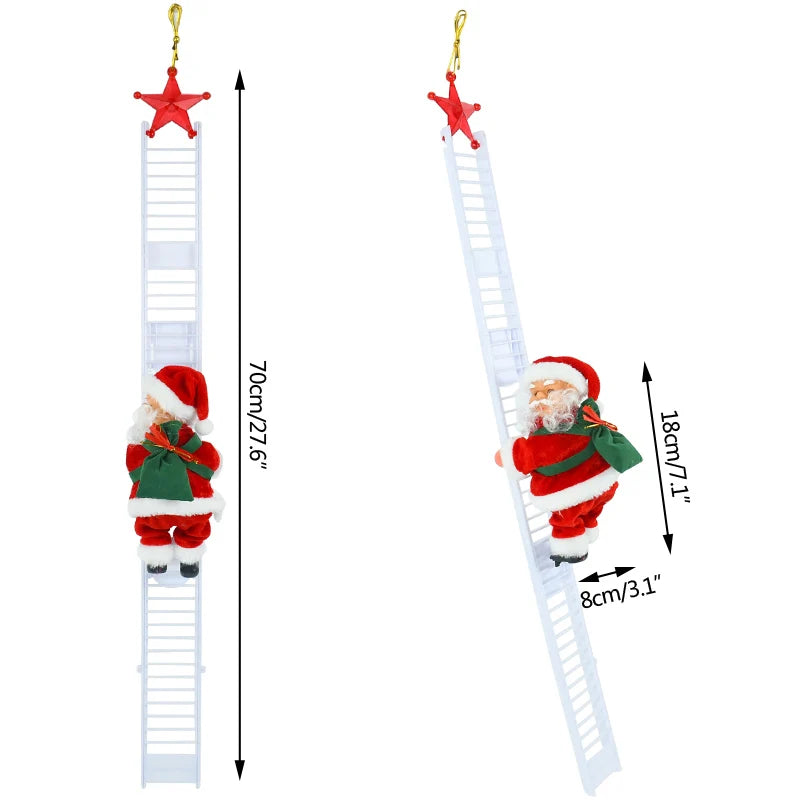 Santa Claus Climbing Ladder