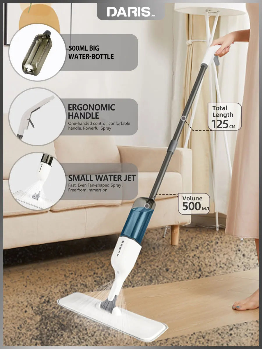 Spray Flat Mop 360° Rotating Floor Cleaner with Reusable Microfiber Pads