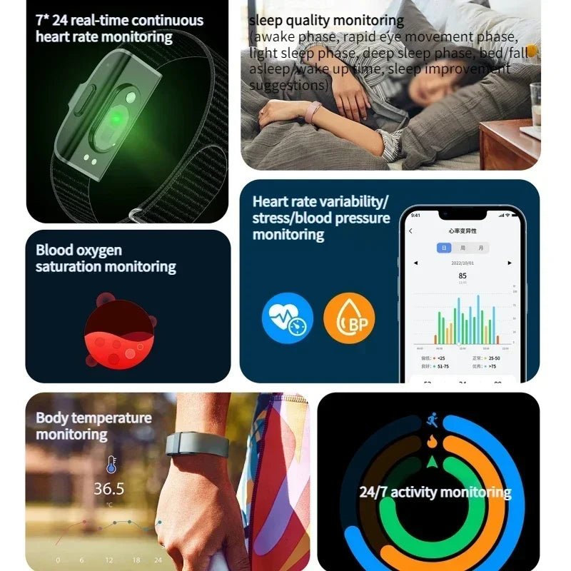 Smart Fitness Tracker Bracelet Heart Rate Blood Pressure & Pedometer