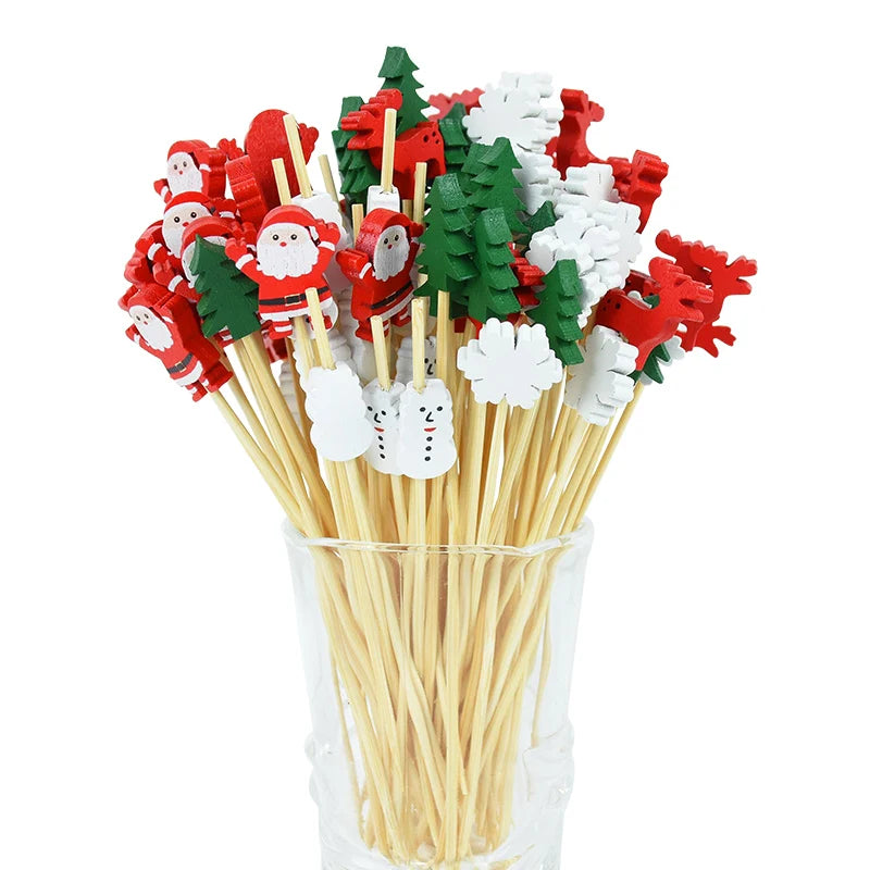 50Pcs Christmas Bamboo Food Picks