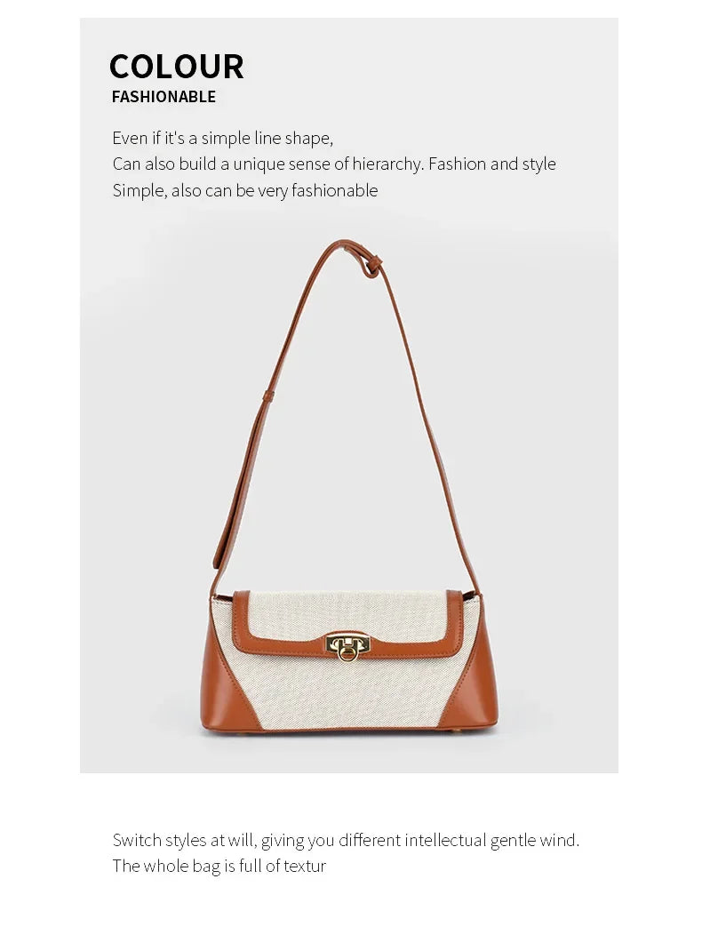 Nichedesign Color Block French Bread Shoulder Bag