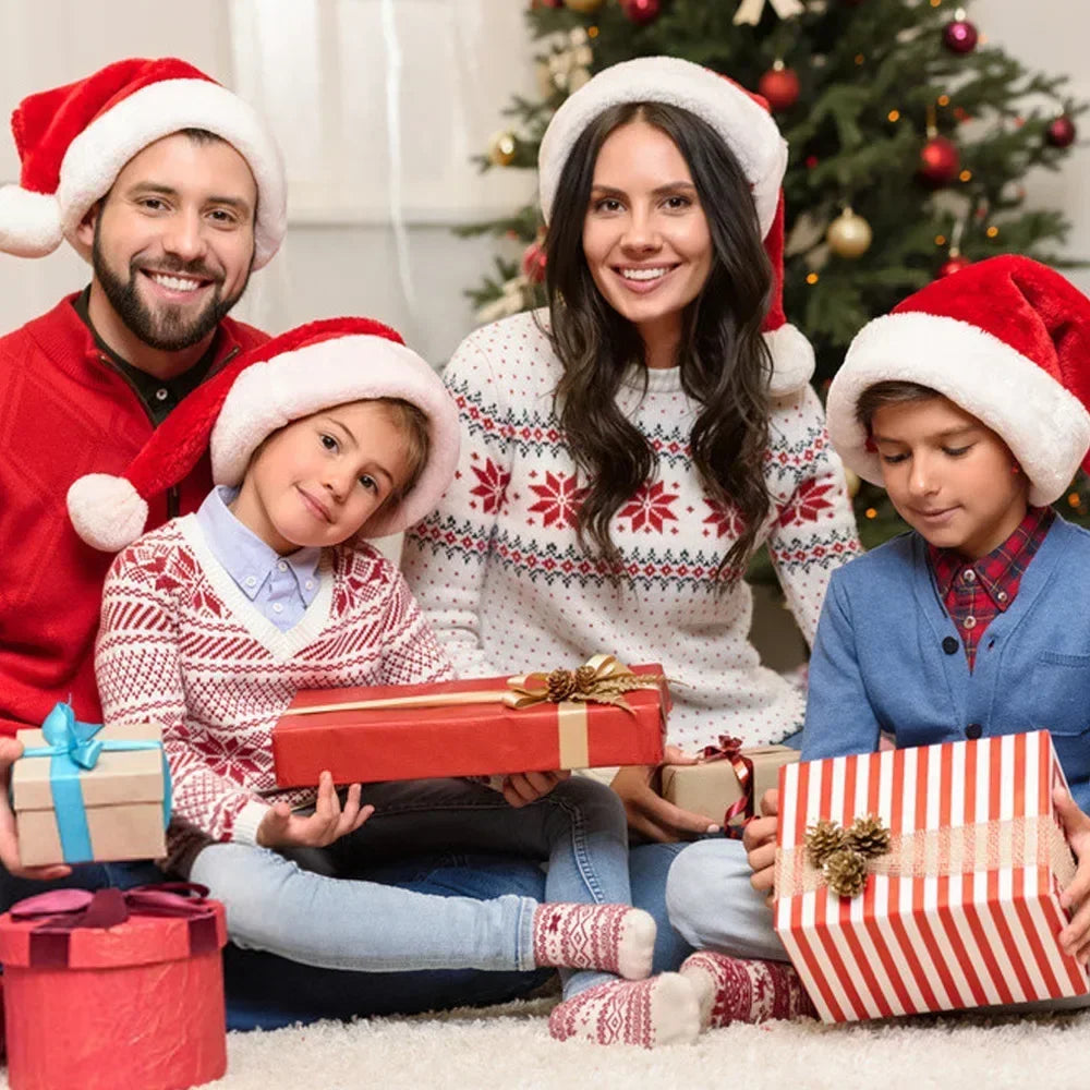 Plush Christmas Santa Hat for Adults & Kids