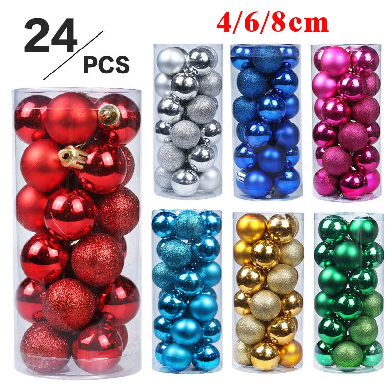 24PC 8CM Christmas Ball Ornaments Set