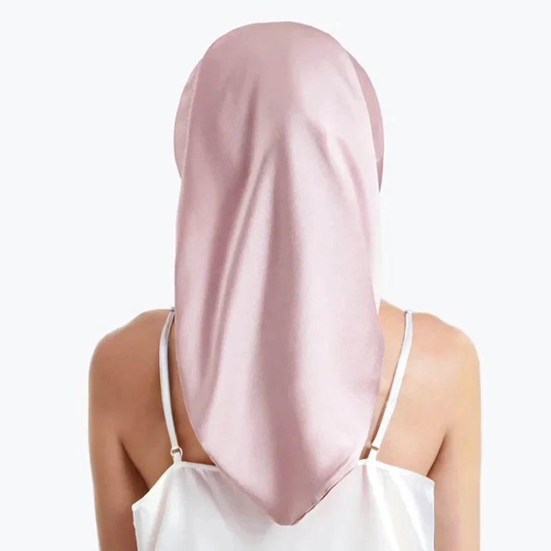 Silk Long Hair Wrap Bonnet  Night Sleeping Cap