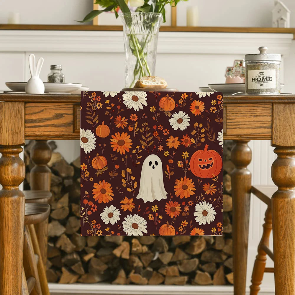 Cute Ghost Chrysanthemum Table Runner 🎃👻