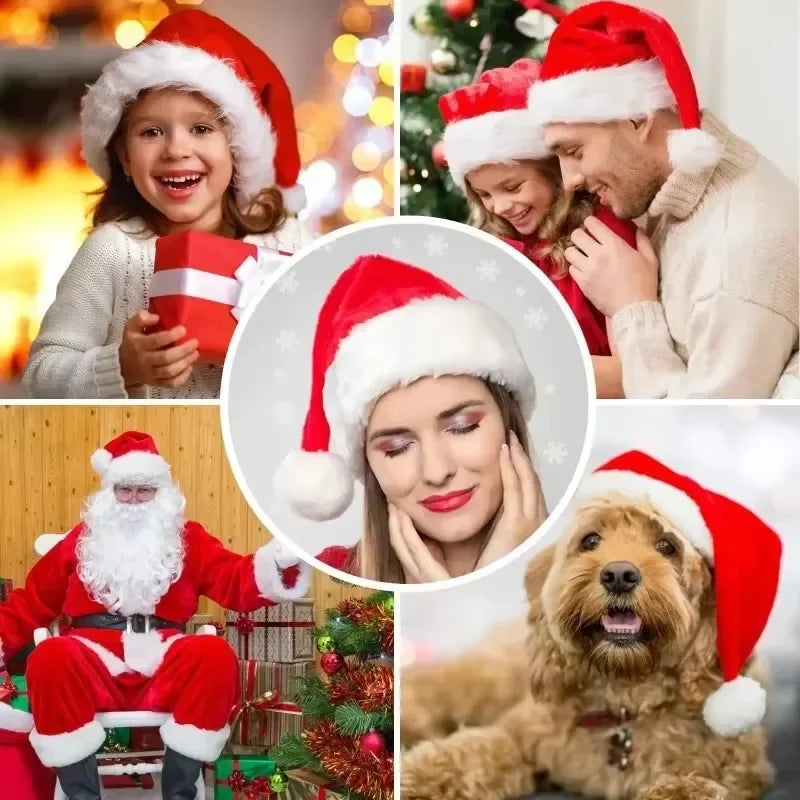 Plush Christmas Santa Hat for Adults & Kids