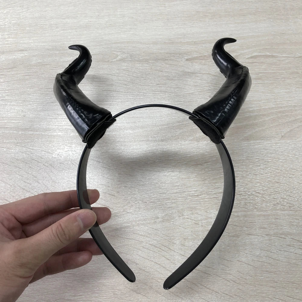 Halloween Black Queen Witch Demon Horns Headpiece