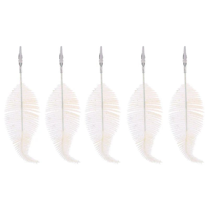 5pcs Glitter Feather Artificial Leaves Clip Xmas Tree Ornament Christmas Party Home Decoration Navidad New Year Wedding Flowers