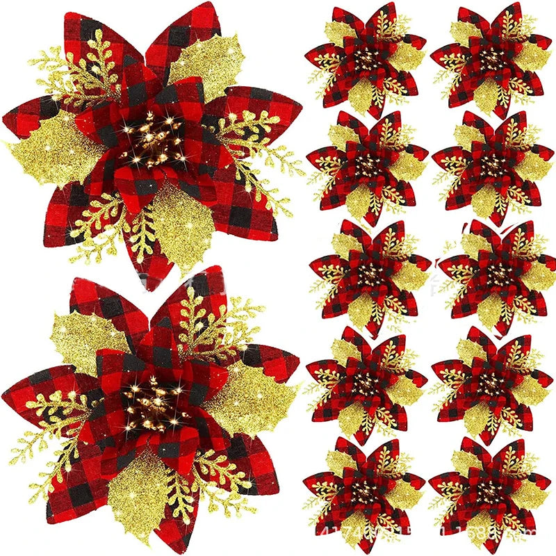 Glitter Artificial Christmas Flowers