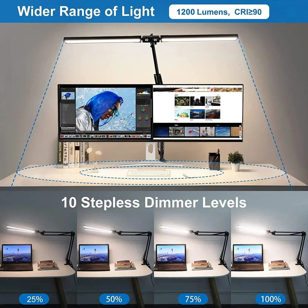 Single & Double Head Monitor  LED Clip Desk Lamp