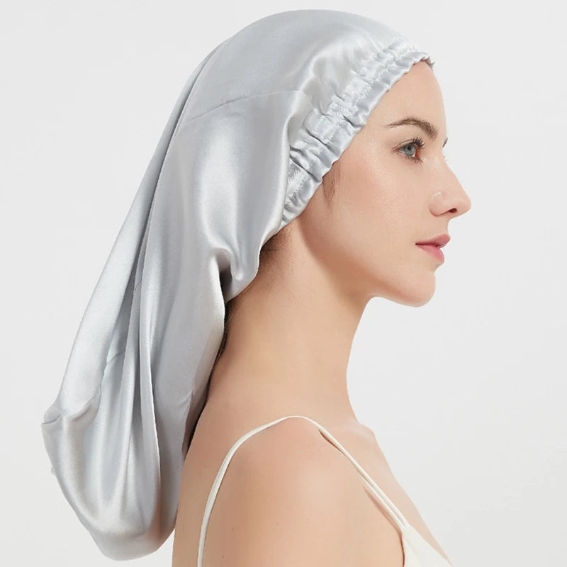 Silk Long Hair Wrap Bonnet  Night Sleeping Cap