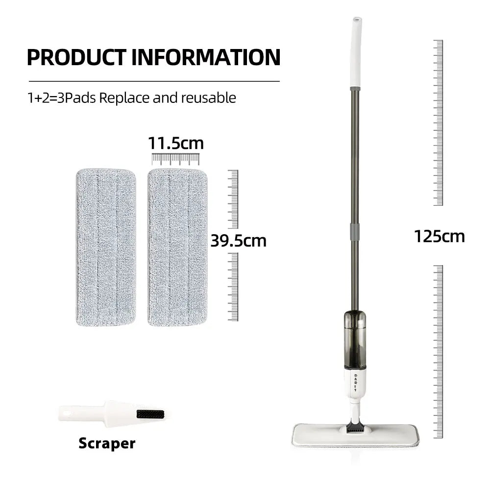 Spray Flat Mop 360° Rotating Floor Cleaner with Reusable Microfiber Pads