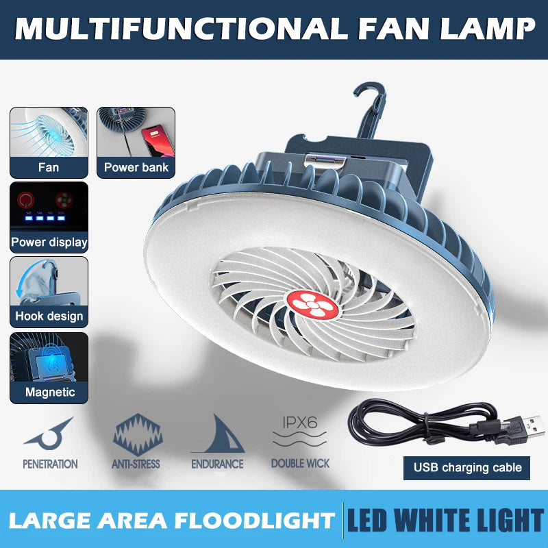 Multifunctional Waterproof Tent Fan & Camping Lamp