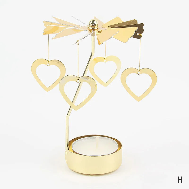 Gold Metal Carousel Rotating Candle Stand