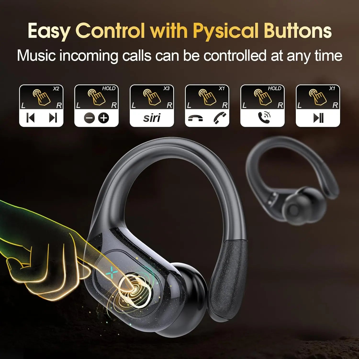 TWS Sports Earbuds Bluetooth 5.4 Wireless Headphones