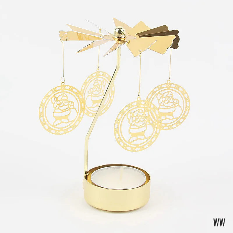 Gold Metal Carousel Rotating Candle Stand