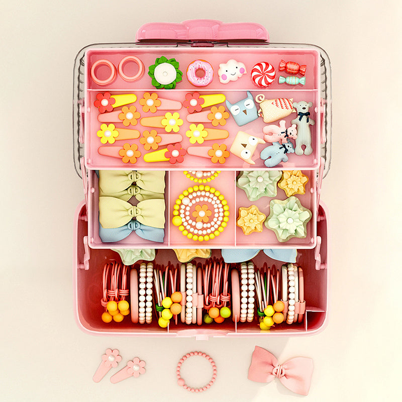 Multi-Layer Hairpin Organizer Cute Kids Jewelry Case & Headband Storage Box